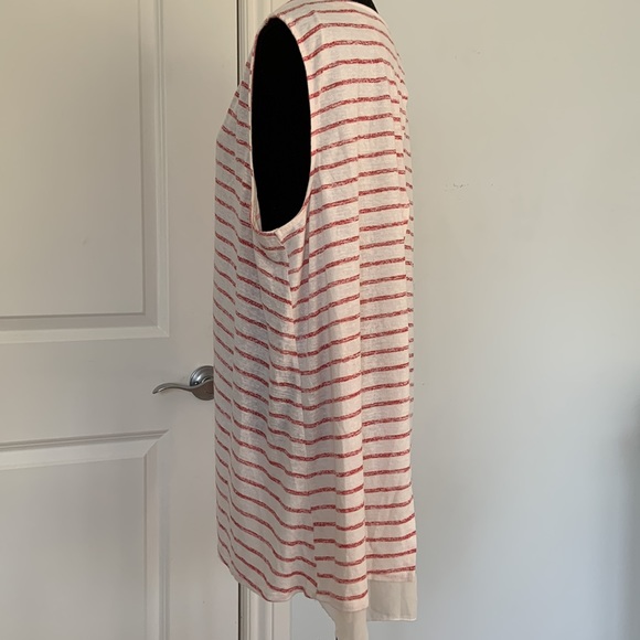 AVA & VIV RED WHITE STRIPED SLEEVELESS TUNIC WITH BACK SLIT / PLUS 2X - Picture 3 of 6
